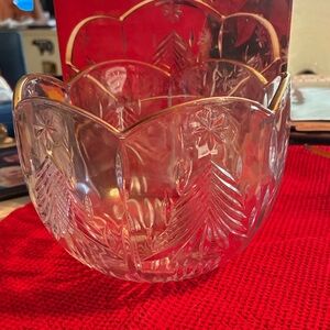 Mikasa Clear Christmas tree Glass Bowl with Gold Accents